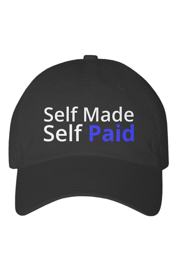 "Self Made Self Paid" Youth Dad Hat with White & Blue Lettering