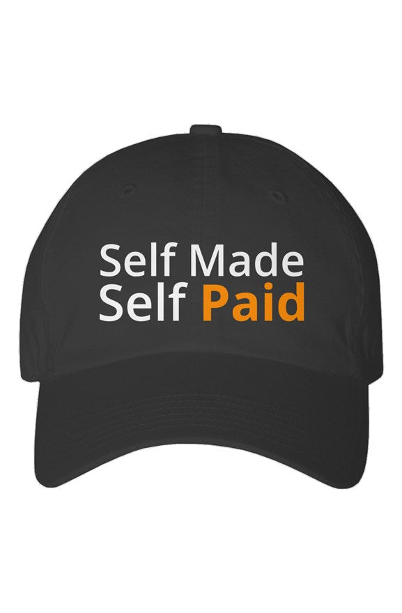 "Self Made Self Paid" Youth Dad Hat with White & Orange Lettering