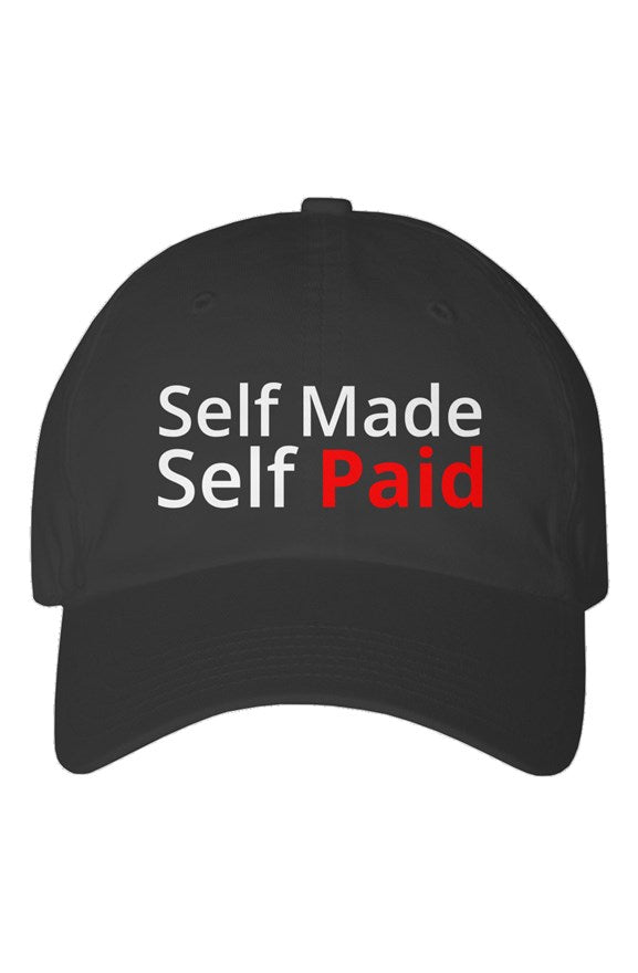 "Self Made Self Paid" Youth Dad Hat with White & Red Lettering