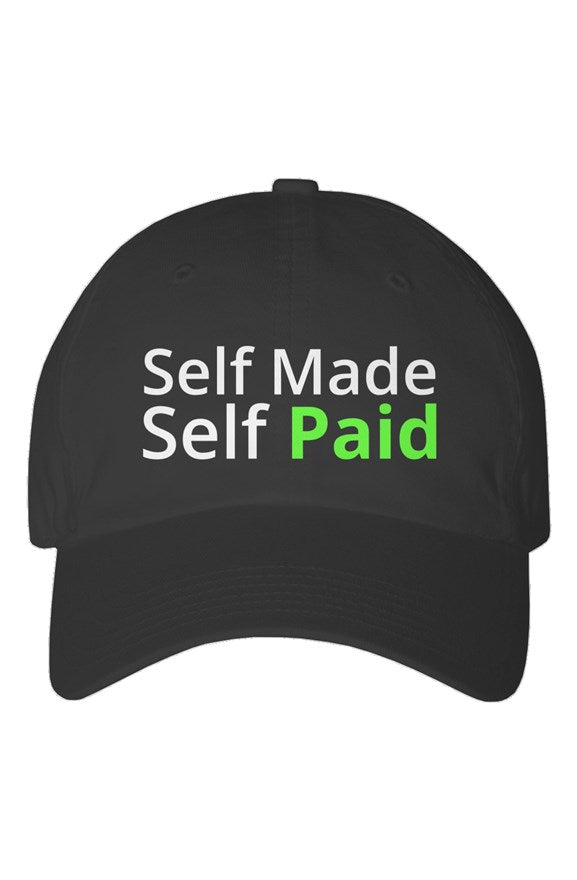 "Self Made Self Paid" Youth Dad Hat with White & Green Lettering