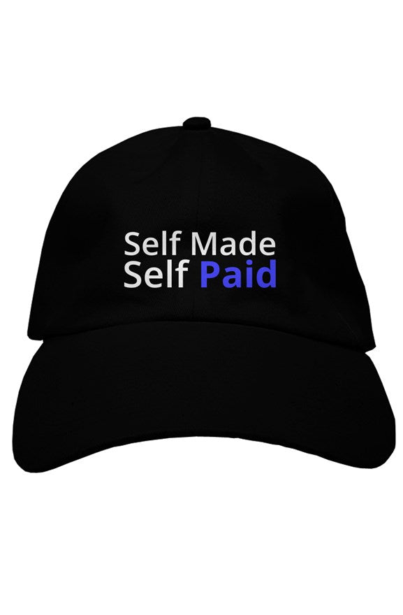 "Self Made Self Paid" Soft Baseball Caps with White & Blue Lettering