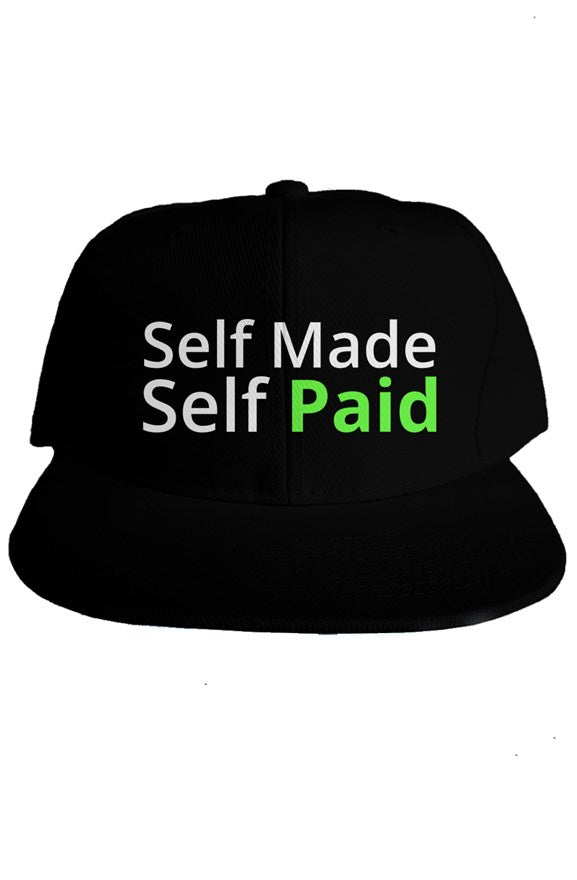 "Self Made Self Paid" Classic Snapback with White & Green Lettering