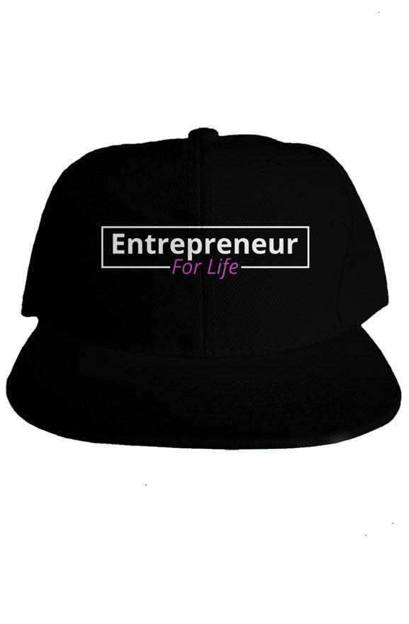 "Entrepreneur For Life" Classic Snapback with White & Pink Lettering