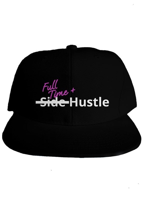 "Full Time+ Hustle" Classic Snapback with White & Pink Lettering