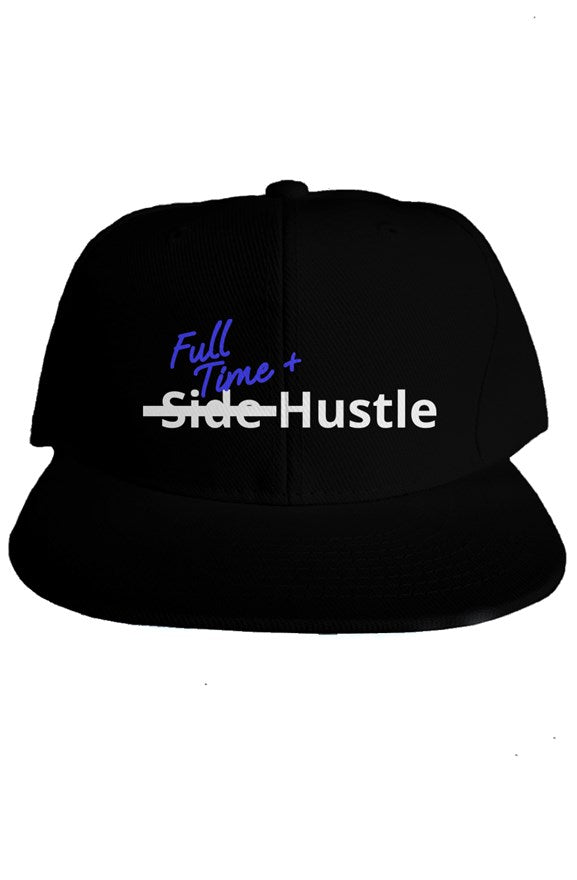 "Full Time+ Hustle" Classic Snapback with White & Blue Lettering