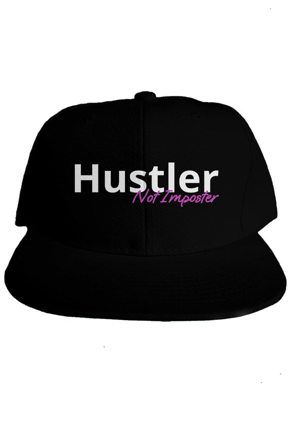"Hustler Not Imposter" Classic Snapback with White & Pink Lettering