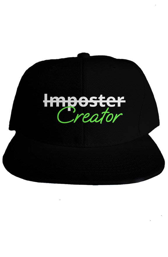 "Hustler Not Imposter" Classic Snapback with White & Green Lettering