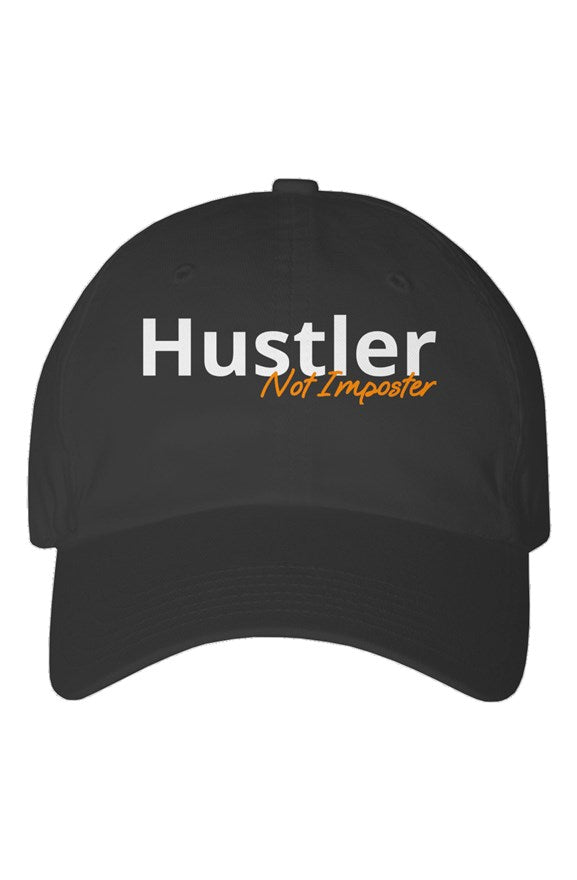 "Hustler Not Imposter" Youth Dad Hat with White & Orange Lettering