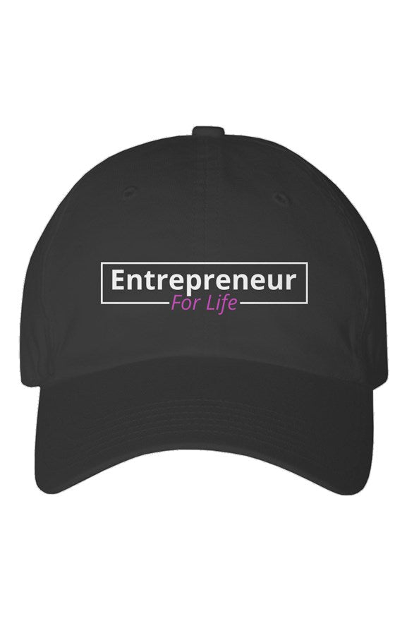 "Entrepreneur For Life" Youth Dad Hat with White & Pink Lettering