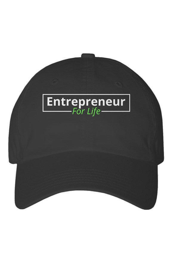 "Entrepreneur For Life" Youth Dad Hat with White & Green Lettering