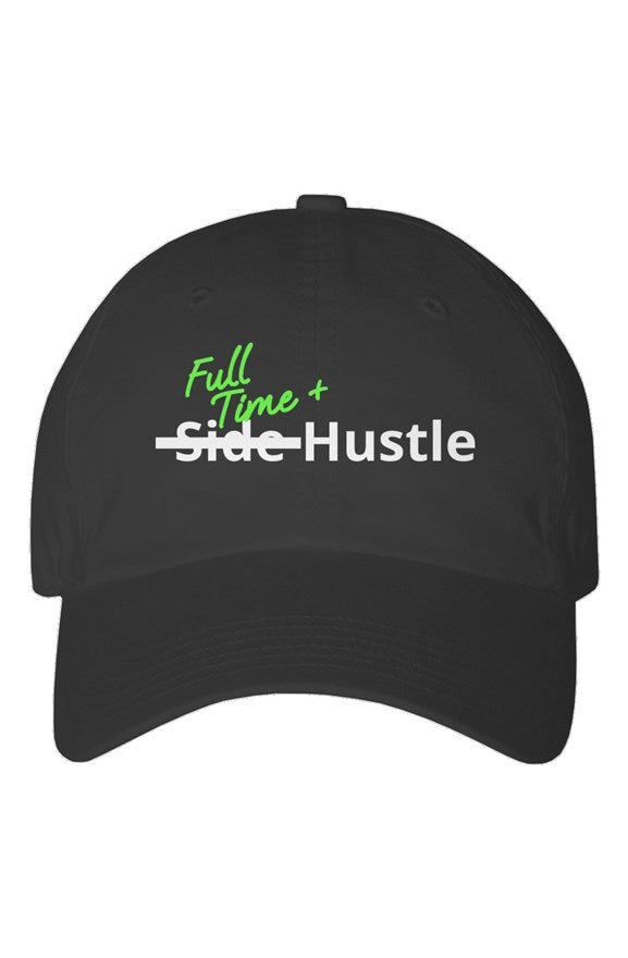 "Full Time+ Hustle" Youth Dad Hat with White & Green Lettering