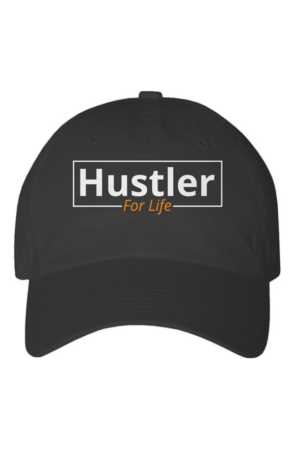 "Hustle For Life" Youth Dad Hat with White & Orange Lettering