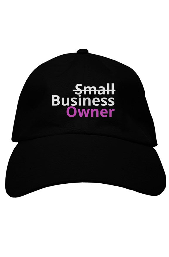 "Business Owner" Soft Baseball Cap with White & Pink Lettering