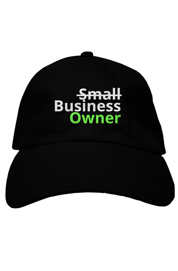 "Business Owner" Soft Baseball Cap with White & Green Lettering