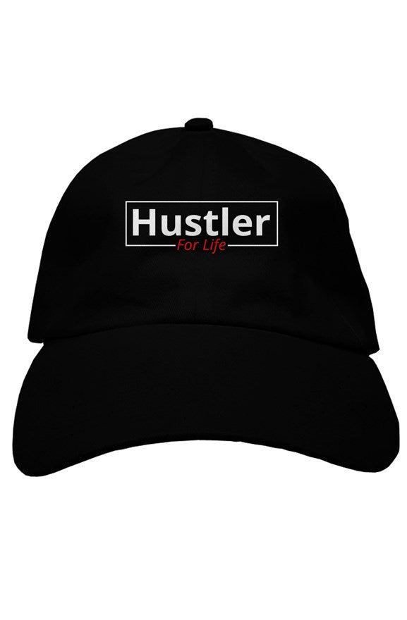"Hustle For Life" Soft Baseball Cap with White & Red Lettering
