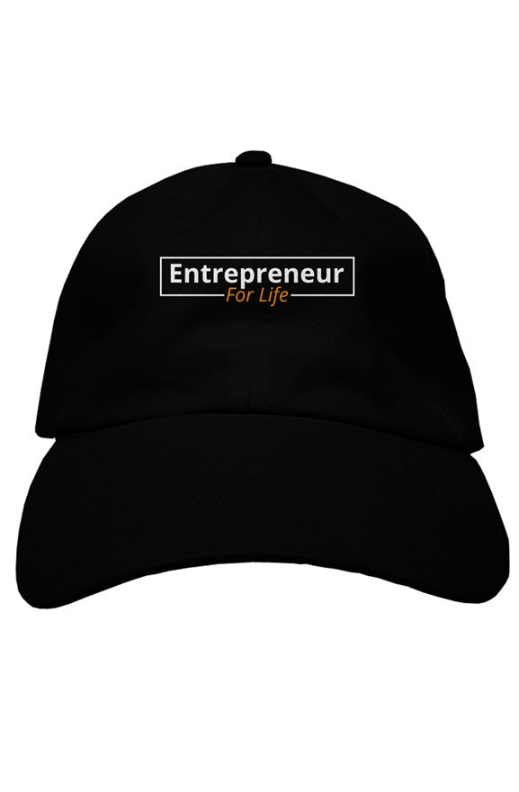 "Entrepreneur For Life" Soft Baseball Cap with White & Orange Lettering