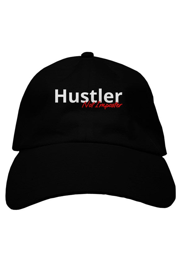 "Hustler Not Imposter" Soft Baseball Cap with White & Red Lettering