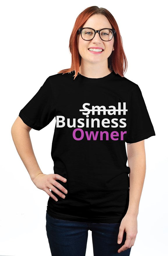 "Business Owner" Unisex T Shirt with White & Pink Lettering