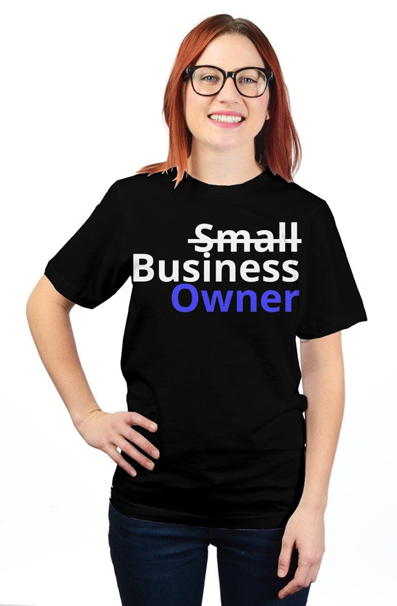 "Business Owner" Unisex T Shirt with White & Blue Lettering