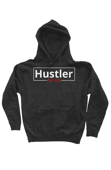 Hustle For Life Heavy Weight Pullover Hoodie with White & Red Letter