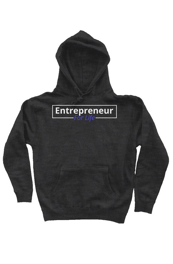 "Entrepreneur For Life" Heavy Weight Pullover Hoodie with White & Blue Lettering